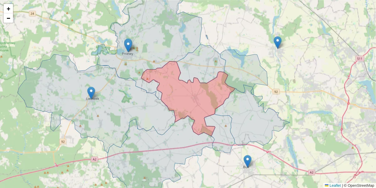 Szczegółowa mapa kodu pocztowego 64-550 z granicami, sąsiednimi kodami pocztowymi i urzędami pocztowymi