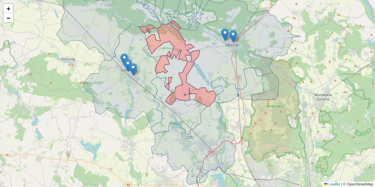 Szczegółowa mapa kodu pocztowego 64-606 z granicami, sąsiednimi kodami pocztowymi i urzędami pocztowymi