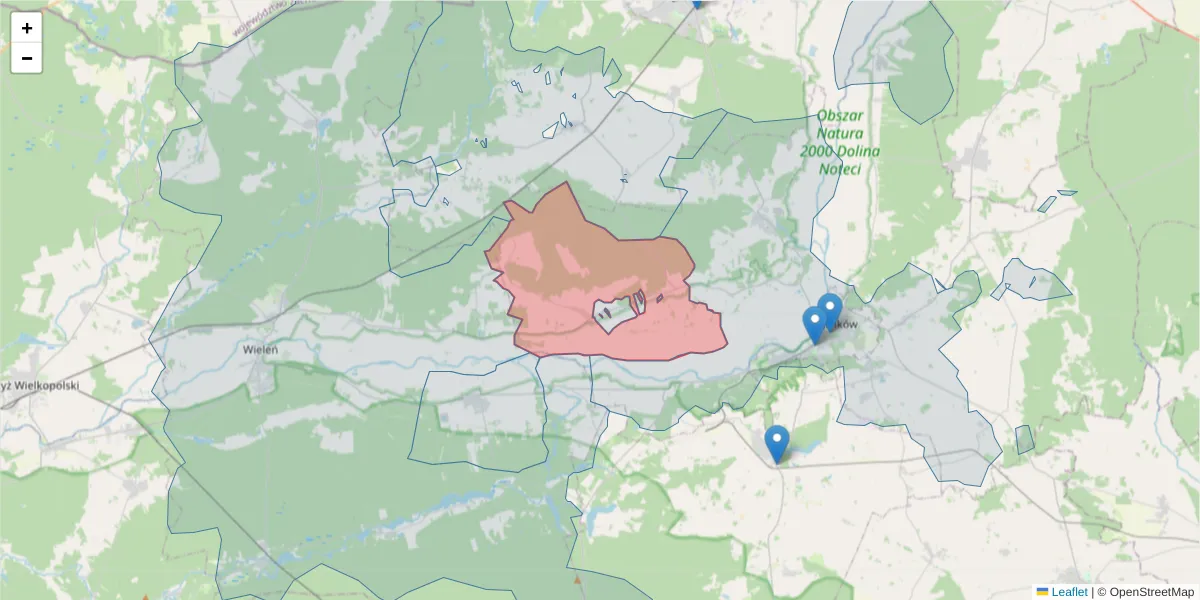 Szczegółowa mapa kodu pocztowego 64-713 z granicami, sąsiednimi kodami pocztowymi i urzędami pocztowymi