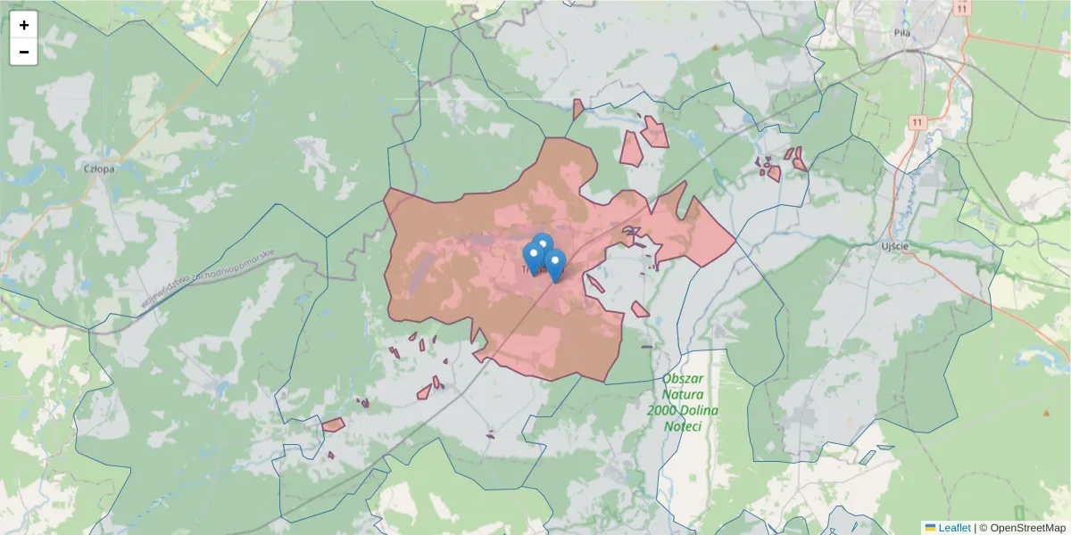 Szczegółowa mapa kodu pocztowego 64-980 z granicami, sąsiednimi kodami pocztowymi i urzędami pocztowymi