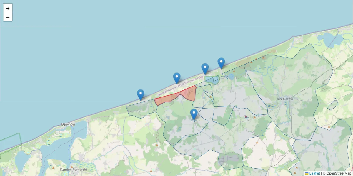 Szczegółowa mapa kodu pocztowego 72-344 z granicami, sąsiednimi kodami pocztowymi i urzędami pocztowymi