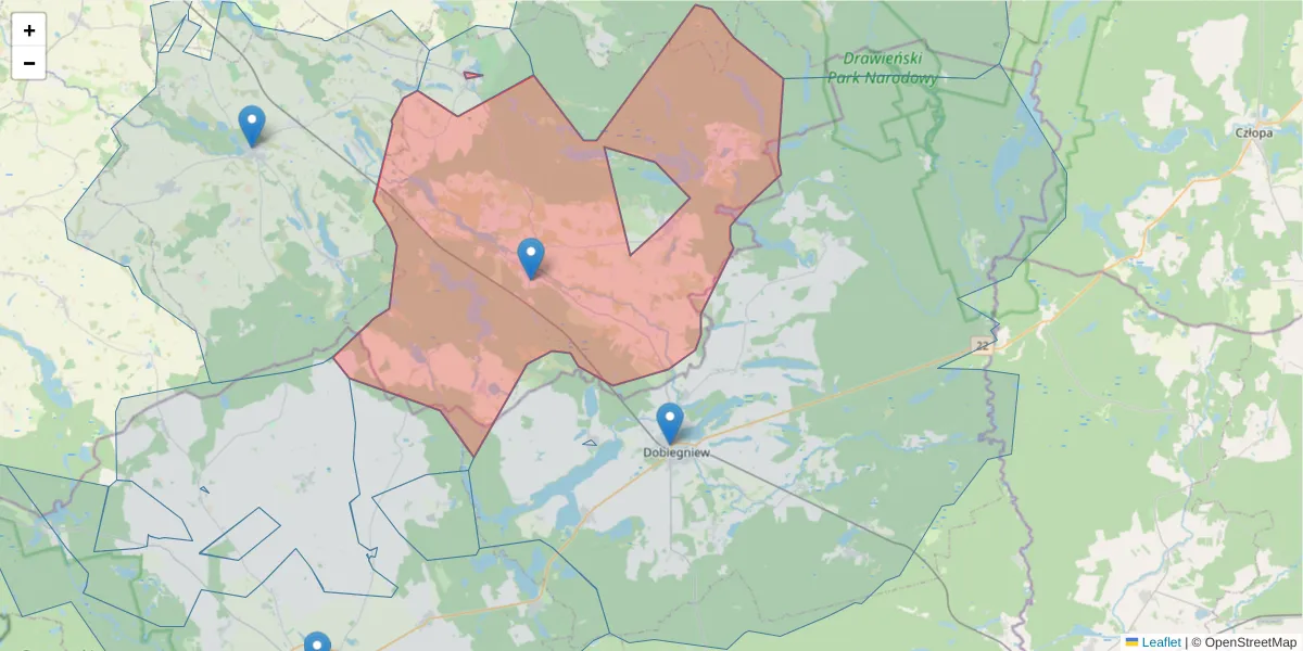 Szczegółowa mapa kodu pocztowego 73-240 z granicami, sąsiednimi kodami pocztowymi i urzędami pocztowymi