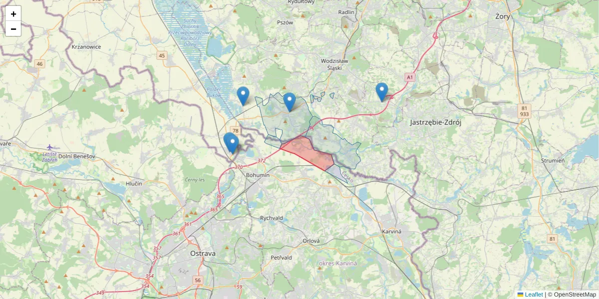 Szczegółowa mapa kodu pocztowego 73553 z granicami, sąsiednimi kodami pocztowymi i urzędami pocztowymi