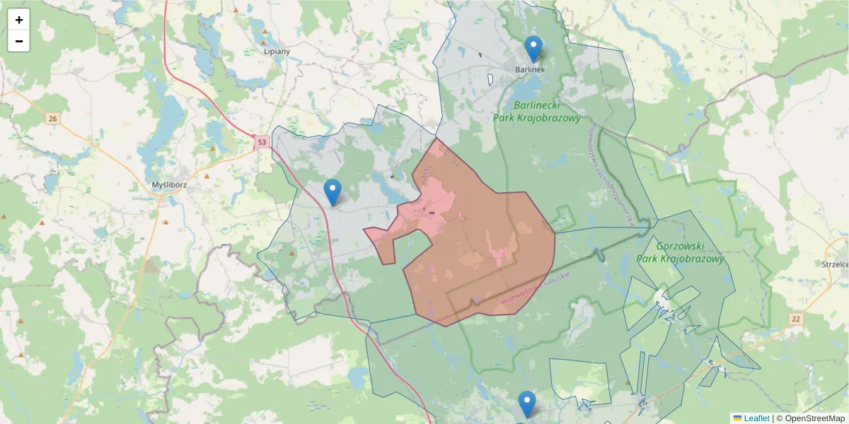 Szczegółowa mapa kodu pocztowego 74-305 z granicami, sąsiednimi kodami pocztowymi i urzędami pocztowymi