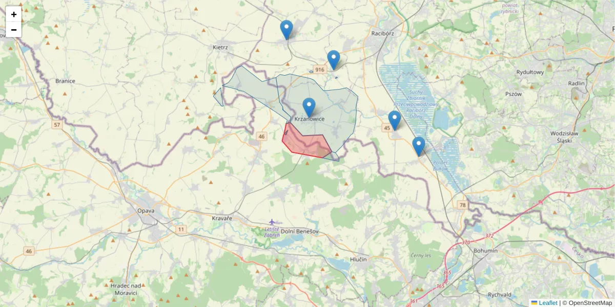 Szczegółowa mapa kodu pocztowego 74724 z granicami, sąsiednimi kodami pocztowymi i urzędami pocztowymi