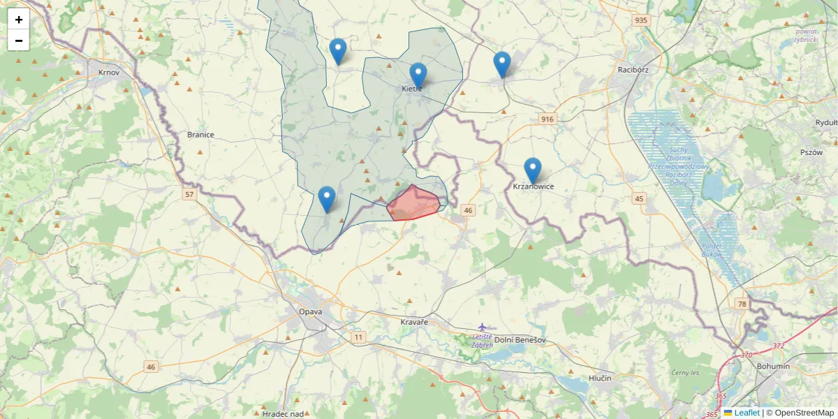 Szczegółowa mapa kodu pocztowego 74735 z granicami, sąsiednimi kodami pocztowymi i urzędami pocztowymi
