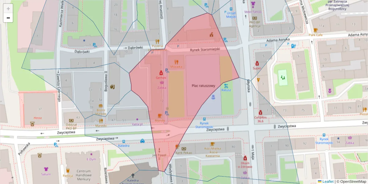 Szczegółowa mapa kodu pocztowego 75-007 z granicami, sąsiednimi kodami pocztowymi i urzędami pocztowymi