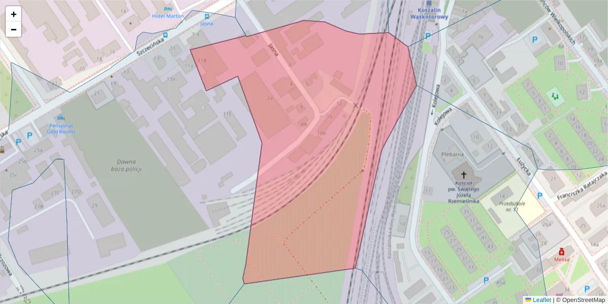 Szczegółowa mapa kodu pocztowego 75-121 z granicami, sąsiednimi kodami pocztowymi i urzędami pocztowymi