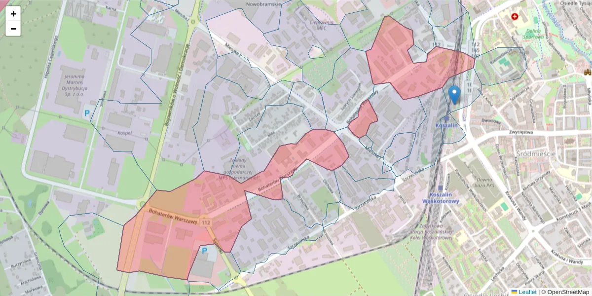 Szczegółowa mapa kodu pocztowego 75-211 z granicami, sąsiednimi kodami pocztowymi i urzędami pocztowymi