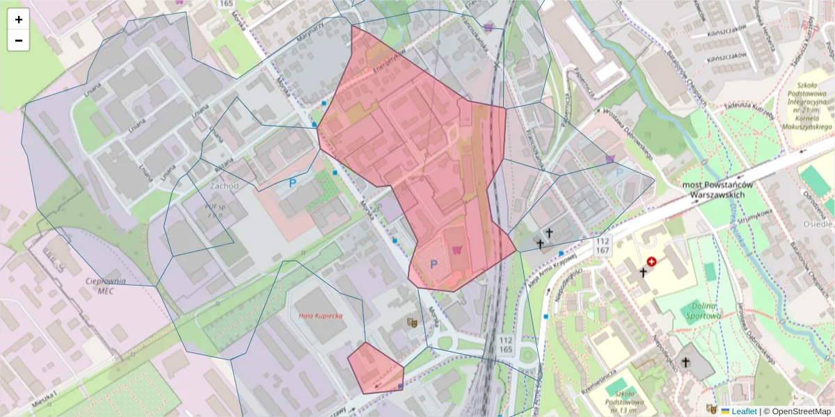 Szczegółowa mapa kodu pocztowego 75-221 z granicami, sąsiednimi kodami pocztowymi i urzędami pocztowymi
