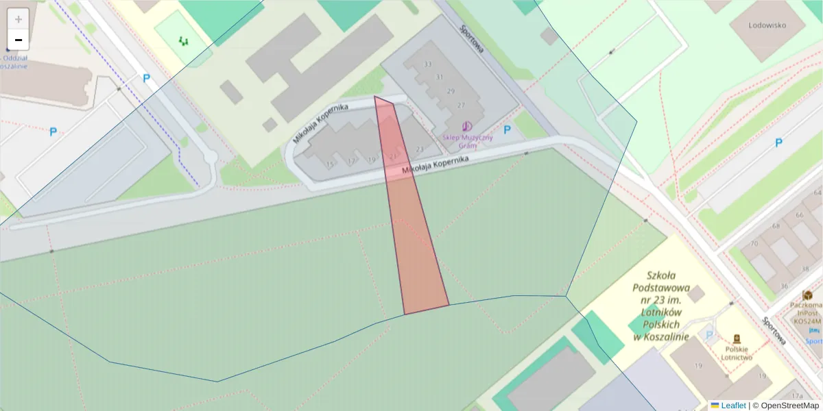 Szczegółowa mapa kodu pocztowego 75-245 z granicami, sąsiednimi kodami pocztowymi i urzędami pocztowymi