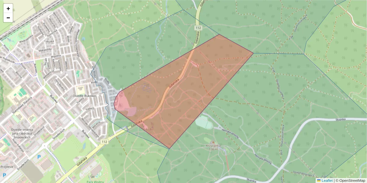 Szczegółowa mapa kodu pocztowego 75-304 z granicami, sąsiednimi kodami pocztowymi i urzędami pocztowymi