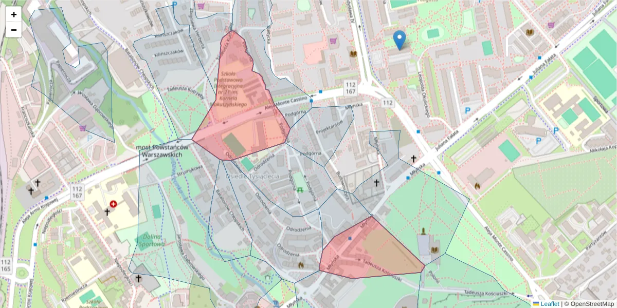 Szczegółowa mapa kodu pocztowego 75-335 z granicami, sąsiednimi kodami pocztowymi i urzędami pocztowymi