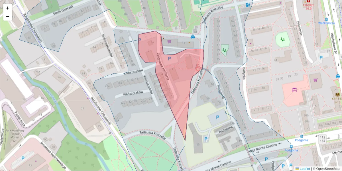 Szczegółowa mapa kodu pocztowego 75-357 z granicami, sąsiednimi kodami pocztowymi i urzędami pocztowymi