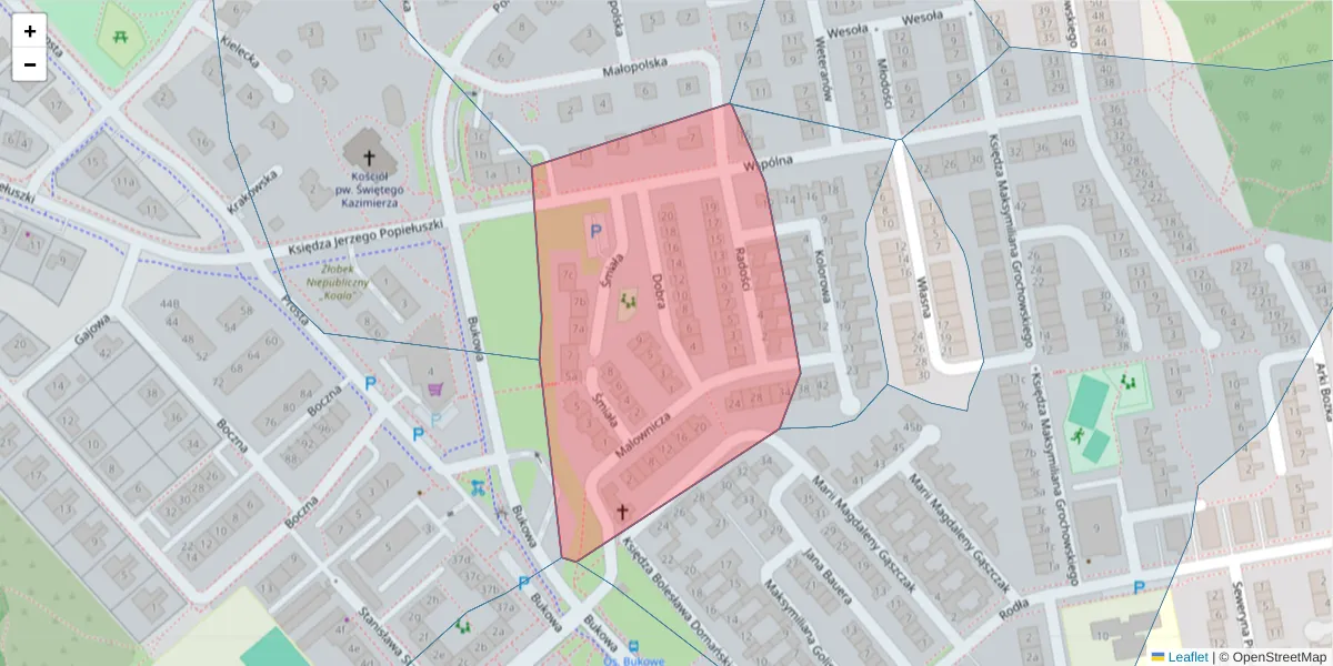 Szczegółowa mapa kodu pocztowego 75-374 z granicami, sąsiednimi kodami pocztowymi i urzędami pocztowymi
