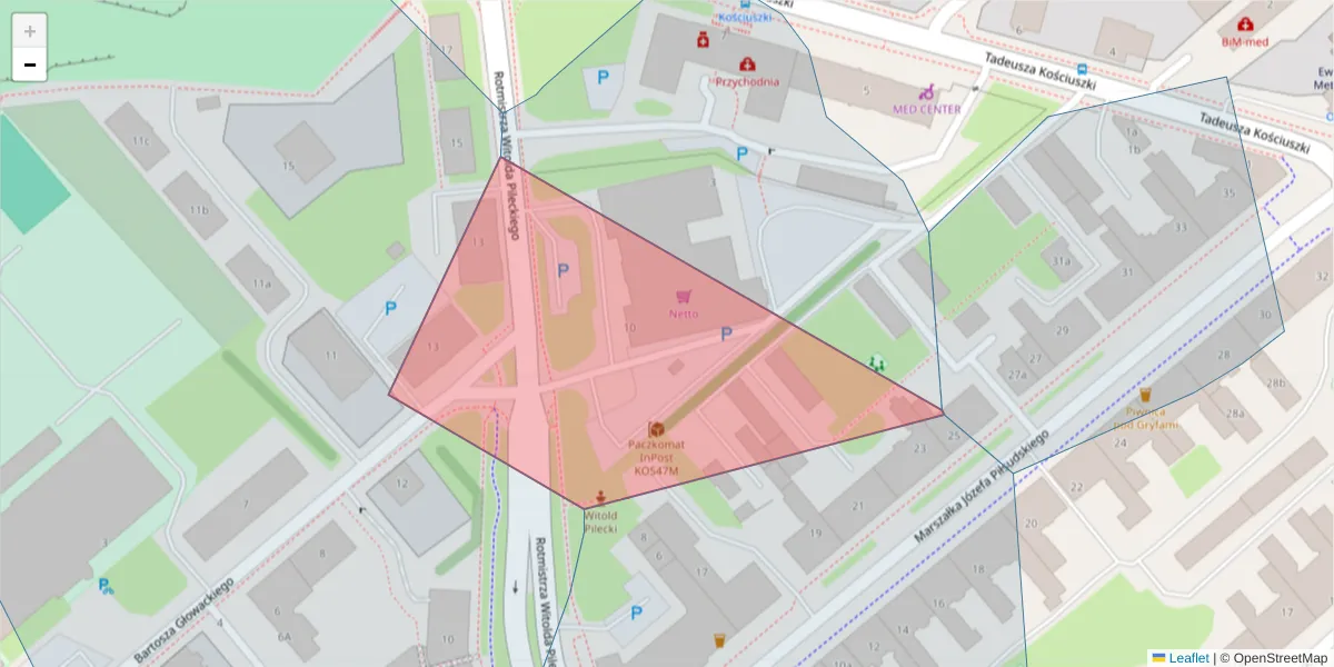 Szczegółowa mapa kodu pocztowego 75-403 z granicami, sąsiednimi kodami pocztowymi i urzędami pocztowymi