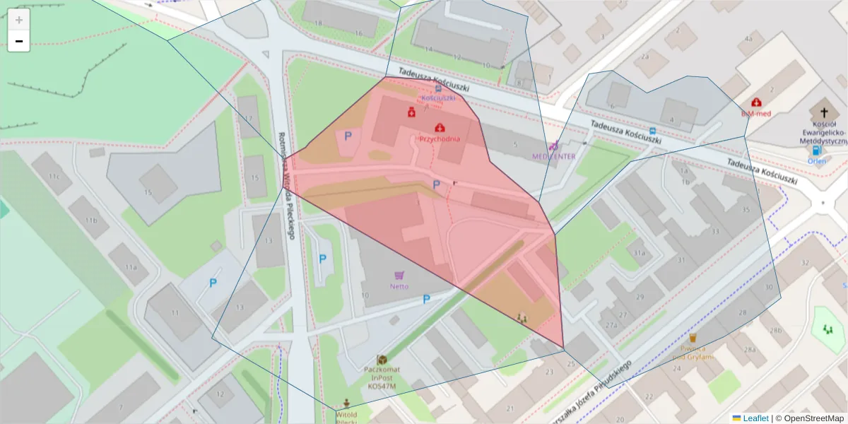 Szczegółowa mapa kodu pocztowego 75-404 z granicami, sąsiednimi kodami pocztowymi i urzędami pocztowymi