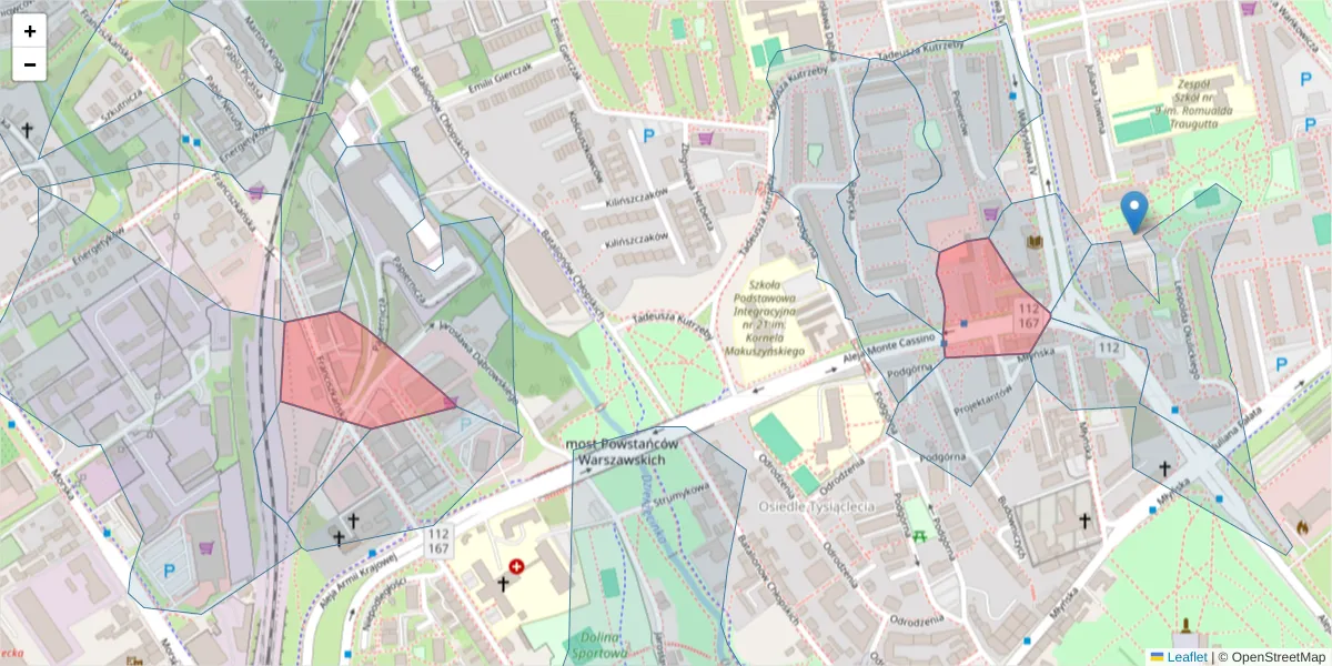 Szczegółowa mapa kodu pocztowego 75-412 z granicami, sąsiednimi kodami pocztowymi i urzędami pocztowymi