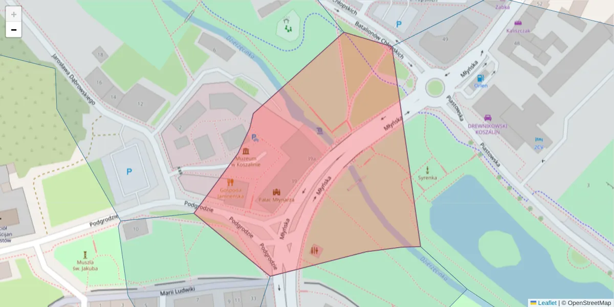 Szczegółowa mapa kodu pocztowego 75-420 z granicami, sąsiednimi kodami pocztowymi i urzędami pocztowymi
