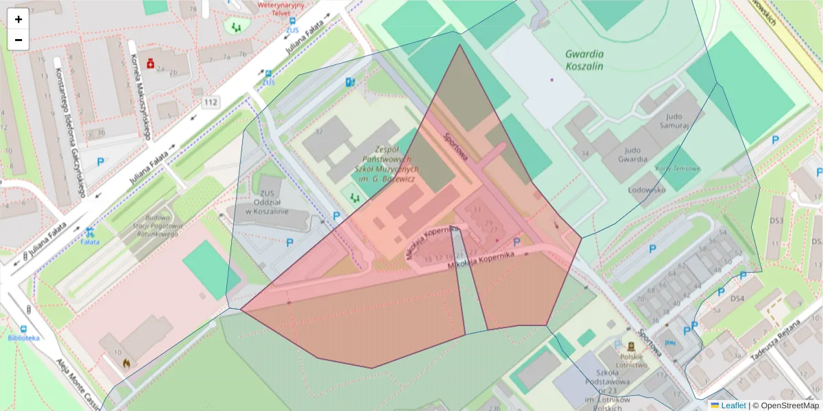 Szczegółowa mapa kodu pocztowego 75-425 z granicami, sąsiednimi kodami pocztowymi i urzędami pocztowymi