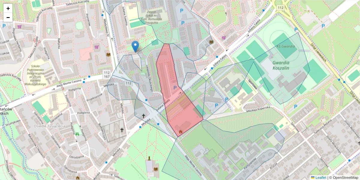 Szczegółowa mapa kodu pocztowego 75-429 z granicami, sąsiednimi kodami pocztowymi i urzędami pocztowymi