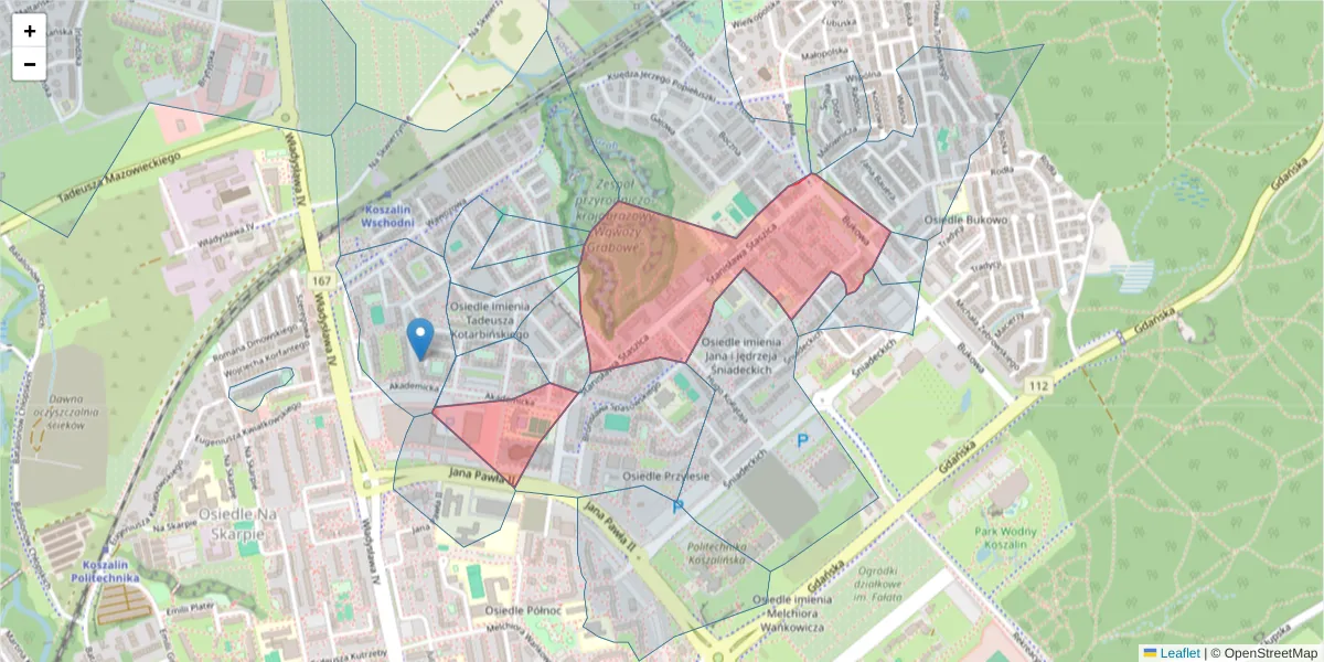 Szczegółowa mapa kodu pocztowego 75-449 z granicami, sąsiednimi kodami pocztowymi i urzędami pocztowymi