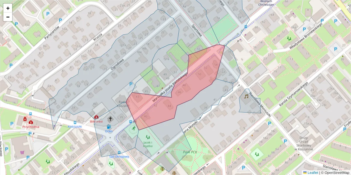 Szczegółowa mapa kodu pocztowego 75-512 z granicami, sąsiednimi kodami pocztowymi i urzędami pocztowymi