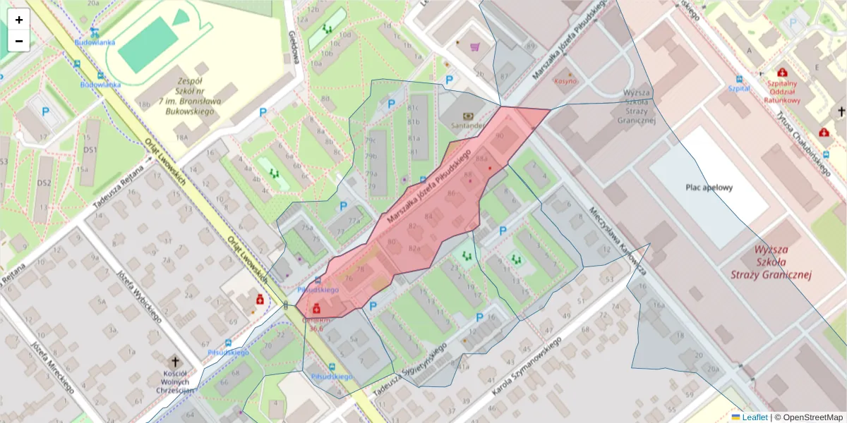 Szczegółowa mapa kodu pocztowego 75-529 z granicami, sąsiednimi kodami pocztowymi i urzędami pocztowymi