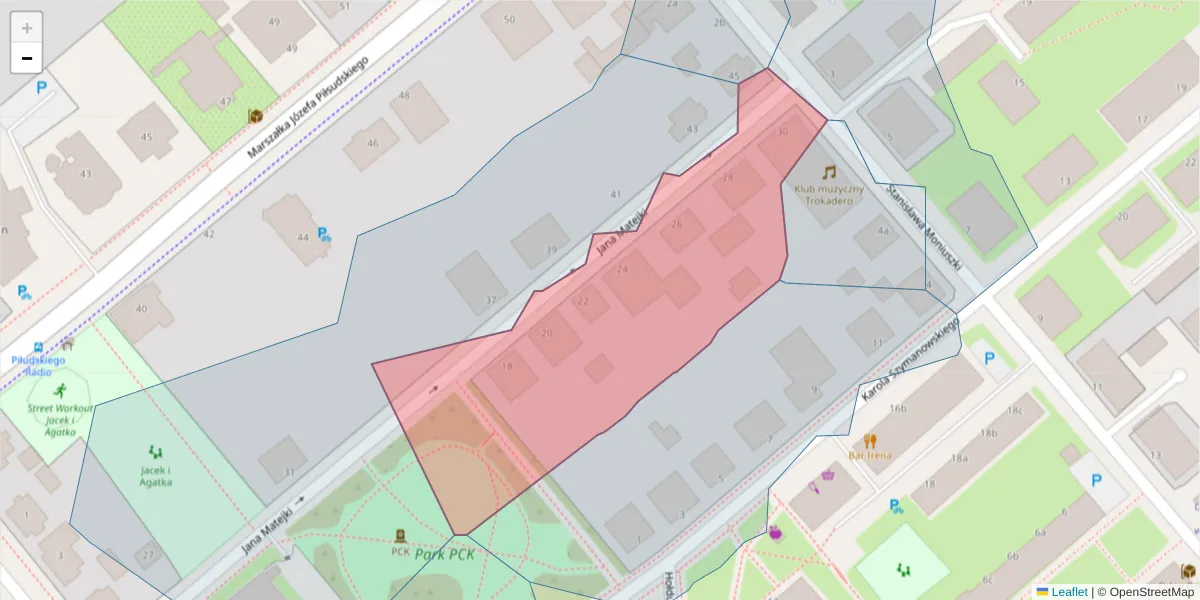 Szczegółowa mapa kodu pocztowego 75-544 z granicami, sąsiednimi kodami pocztowymi i urzędami pocztowymi