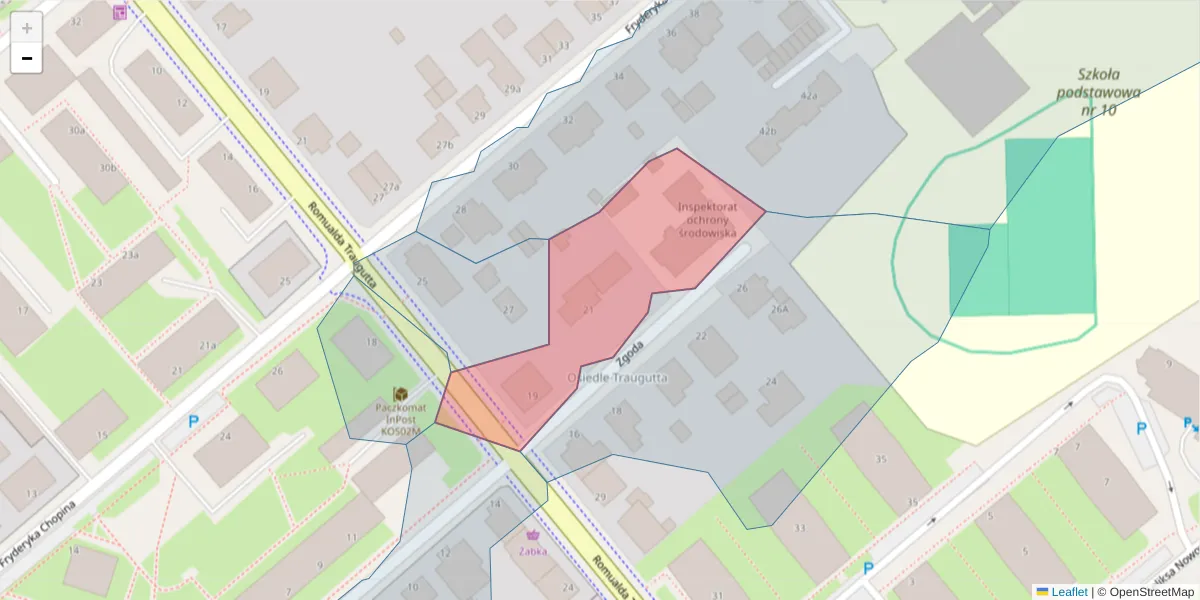 Szczegółowa mapa kodu pocztowego 75-553 z granicami, sąsiednimi kodami pocztowymi i urzędami pocztowymi
