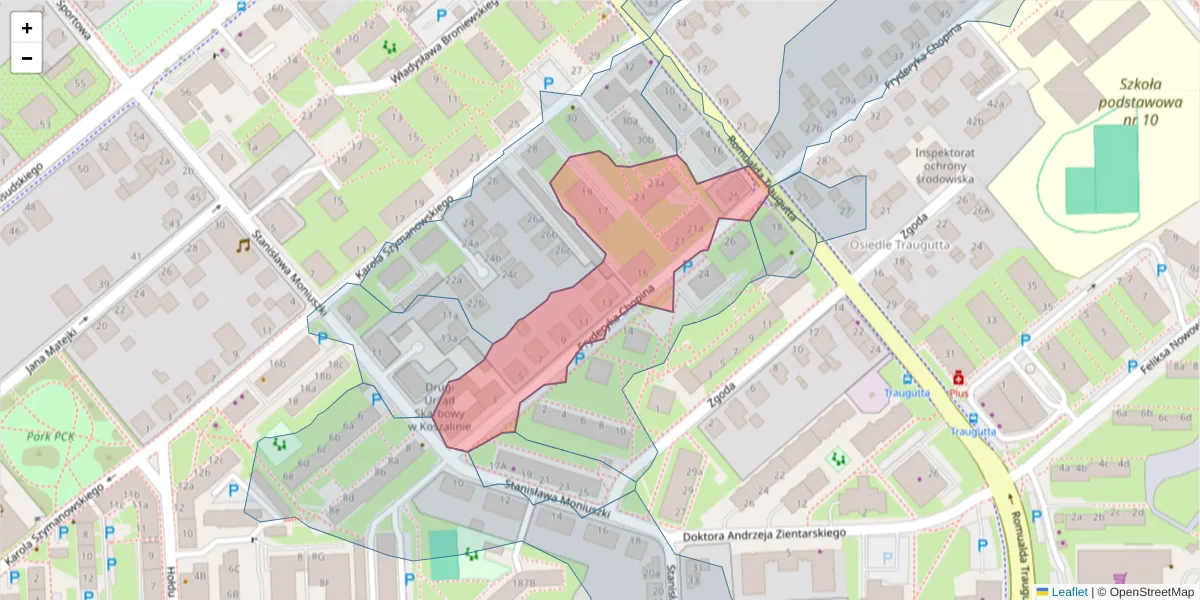 Szczegółowa mapa kodu pocztowego 75-576 z granicami, sąsiednimi kodami pocztowymi i urzędami pocztowymi