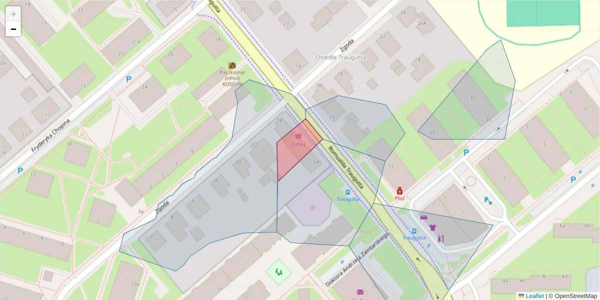 Szczegółowa mapa kodu pocztowego 75-579 z granicami, sąsiednimi kodami pocztowymi i urzędami pocztowymi