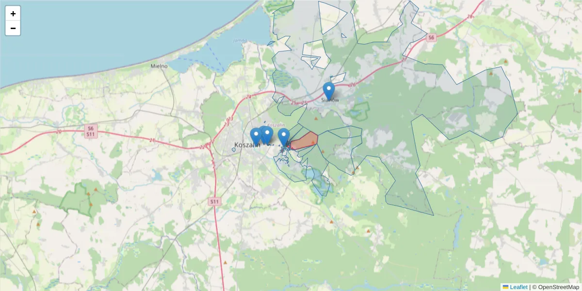 Szczegółowa mapa kodu pocztowego 75-644 z granicami, sąsiednimi kodami pocztowymi i urzędami pocztowymi