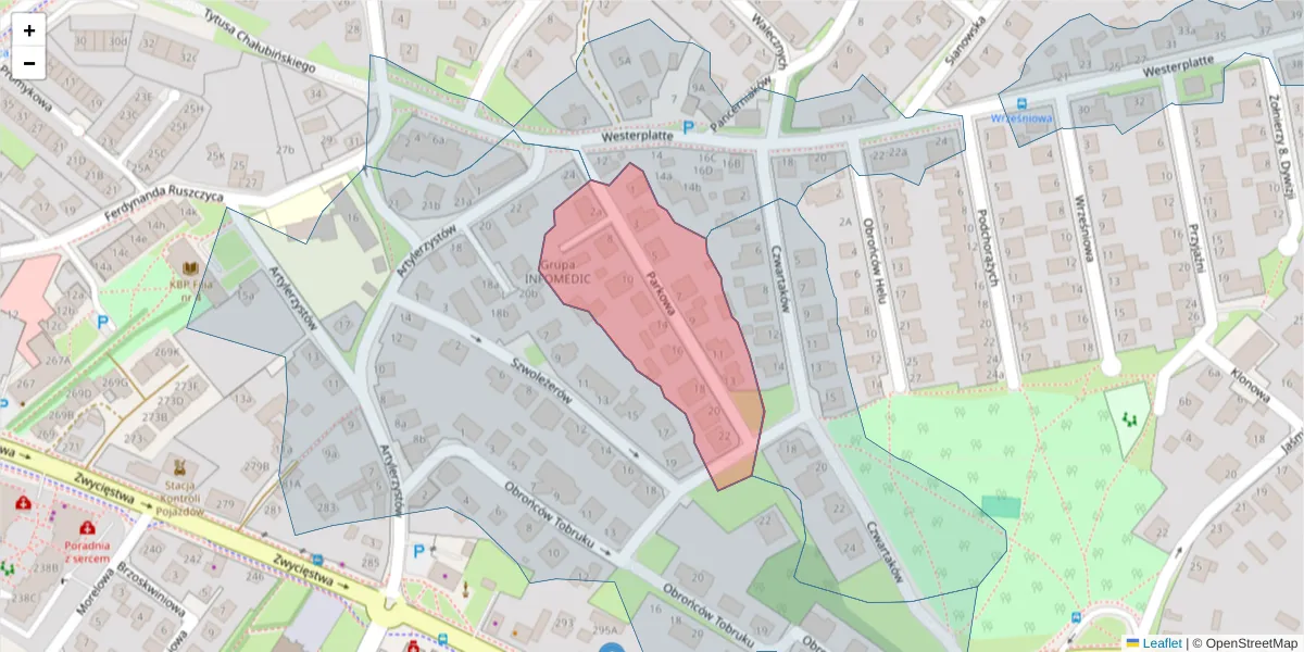 Szczegółowa mapa kodu pocztowego 75-645 z granicami, sąsiednimi kodami pocztowymi i urzędami pocztowymi