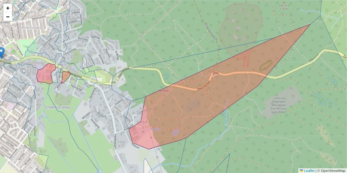 Szczegółowa mapa kodu pocztowego 75-671 z granicami, sąsiednimi kodami pocztowymi i urzędami pocztowymi