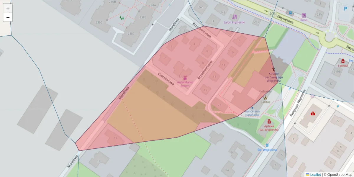 Szczegółowa mapa kodu pocztowego 75-677 z granicami, sąsiednimi kodami pocztowymi i urzędami pocztowymi