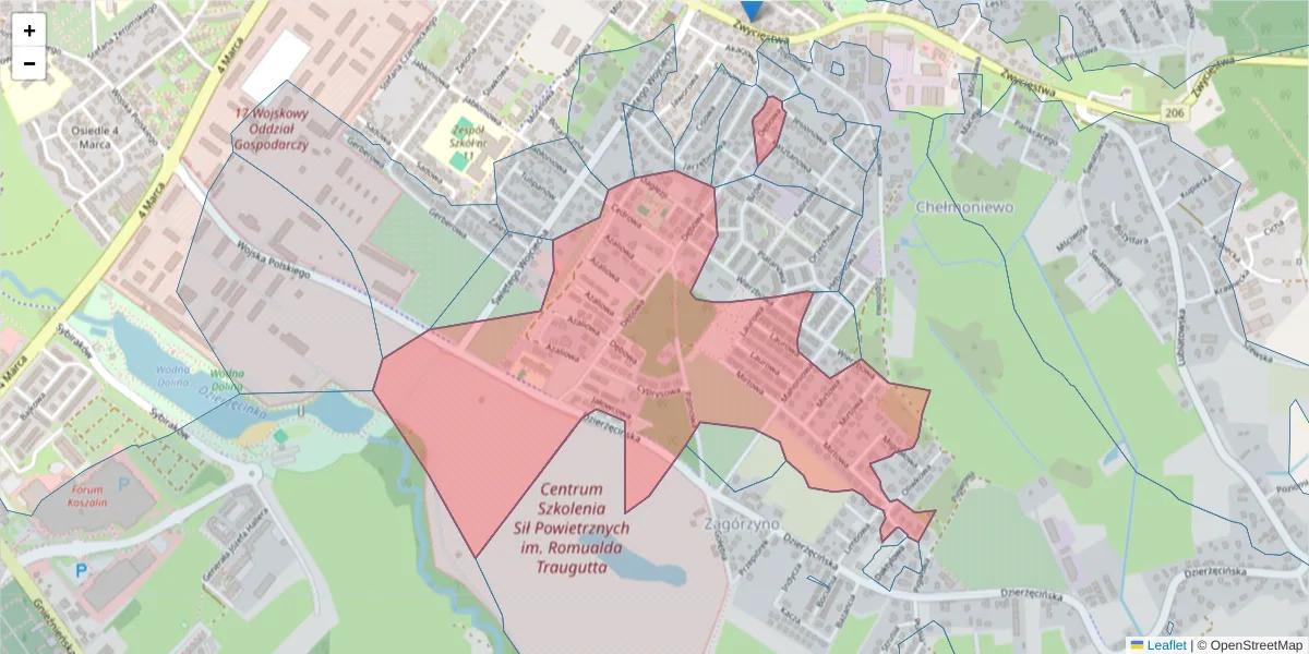 Szczegółowa mapa kodu pocztowego 75-685 z granicami, sąsiednimi kodami pocztowymi i urzędami pocztowymi
