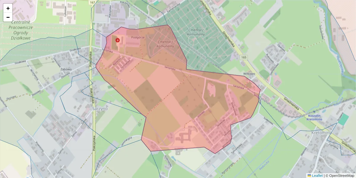 Szczegółowa mapa kodu pocztowego 75-819 z granicami, sąsiednimi kodami pocztowymi i urzędami pocztowymi