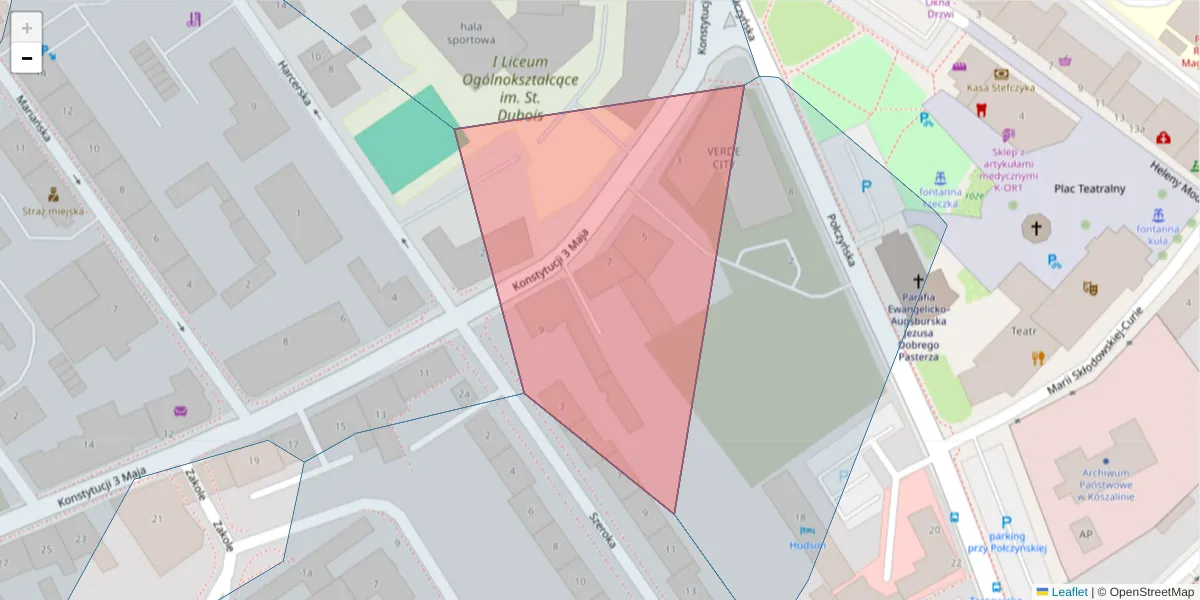 Szczegółowa mapa kodu pocztowego 75-820 z granicami, sąsiednimi kodami pocztowymi i urzędami pocztowymi