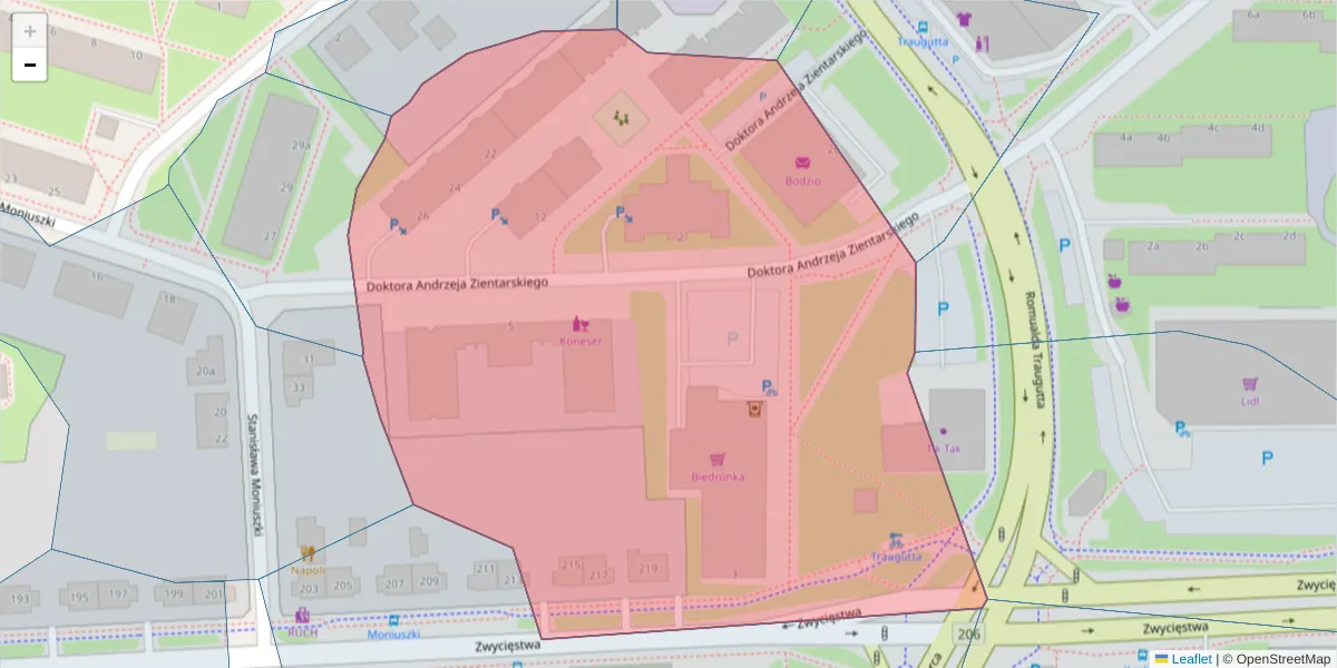 Szczegółowa mapa kodu pocztowego 75-852 z granicami, sąsiednimi kodami pocztowymi i urzędami pocztowymi