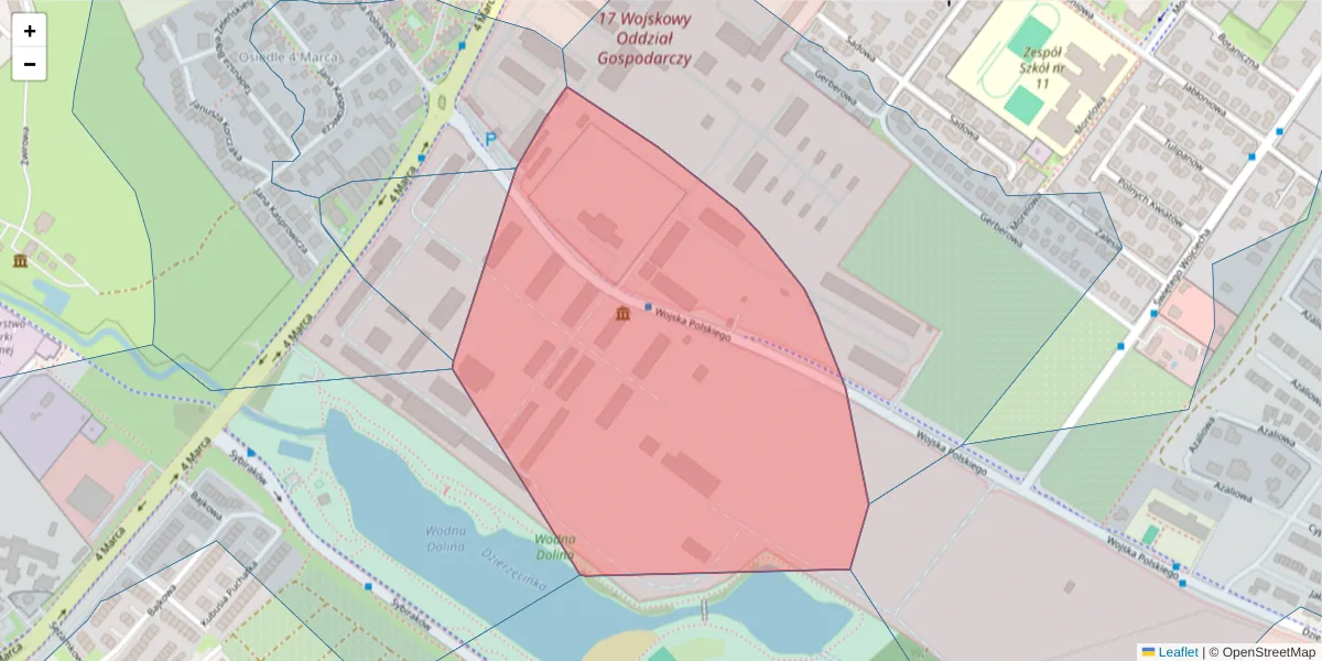 Szczegółowa mapa kodu pocztowego 75-903 z granicami, sąsiednimi kodami pocztowymi i urzędami pocztowymi