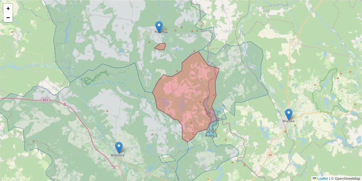 Szczegółowa mapa kodu pocztowego 76-012 z granicami, sąsiednimi kodami pocztowymi i urzędami pocztowymi