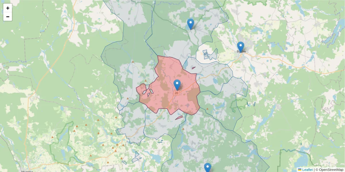 Szczegółowa mapa kodu pocztowego 77-133 z granicami, sąsiednimi kodami pocztowymi i urzędami pocztowymi