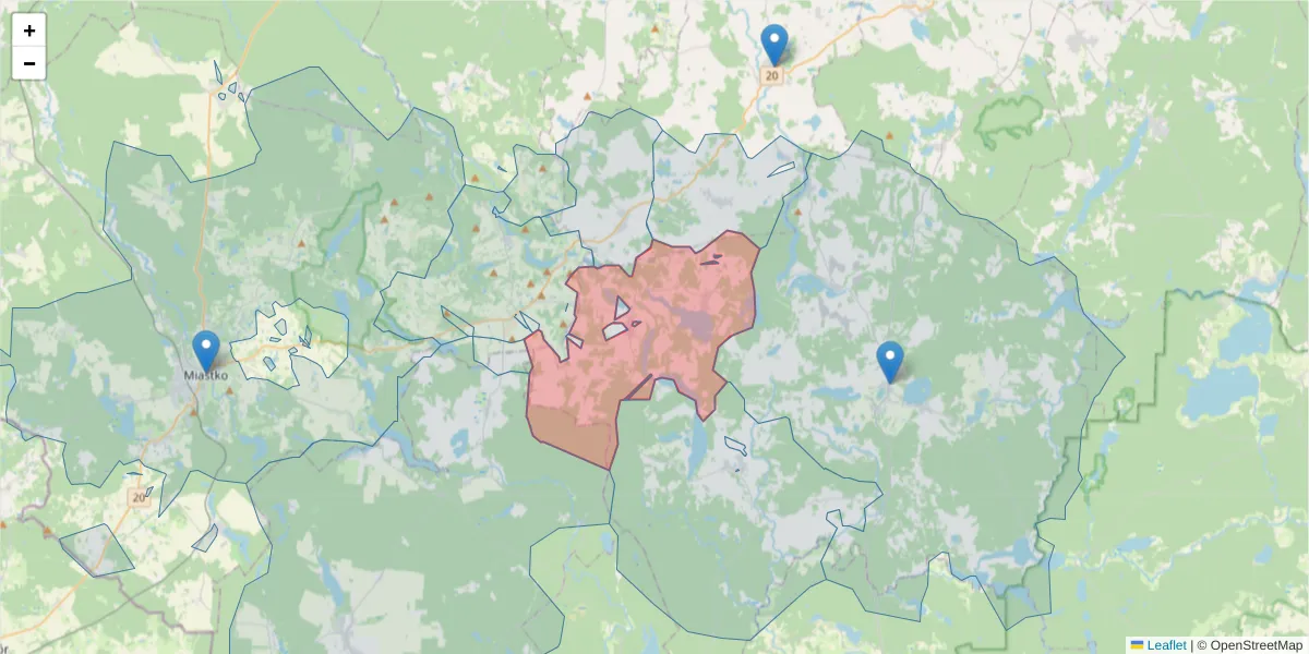Szczegółowa mapa kodu pocztowego 77-139 z granicami, sąsiednimi kodami pocztowymi i urzędami pocztowymi