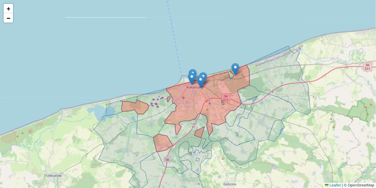 Szczegółowa mapa kodu pocztowego 78-100 z granicami, sąsiednimi kodami pocztowymi i urzędami pocztowymi