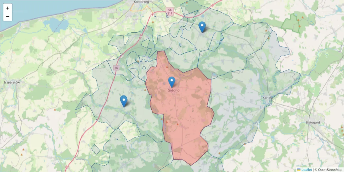 Szczegółowa mapa kodu pocztowego 78-120 z granicami, sąsiednimi kodami pocztowymi i urzędami pocztowymi
