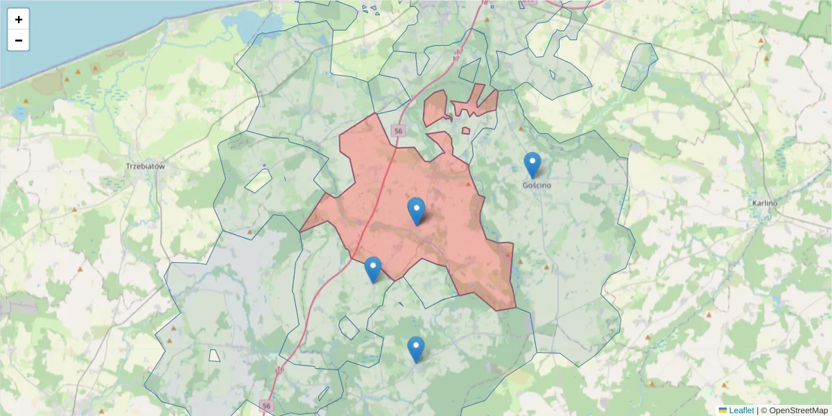 Szczegółowa mapa kodu pocztowego 78-123 z granicami, sąsiednimi kodami pocztowymi i urzędami pocztowymi