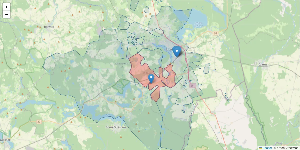 Szczegółowa mapa kodu pocztowego 78-447 z granicami, sąsiednimi kodami pocztowymi i urzędami pocztowymi