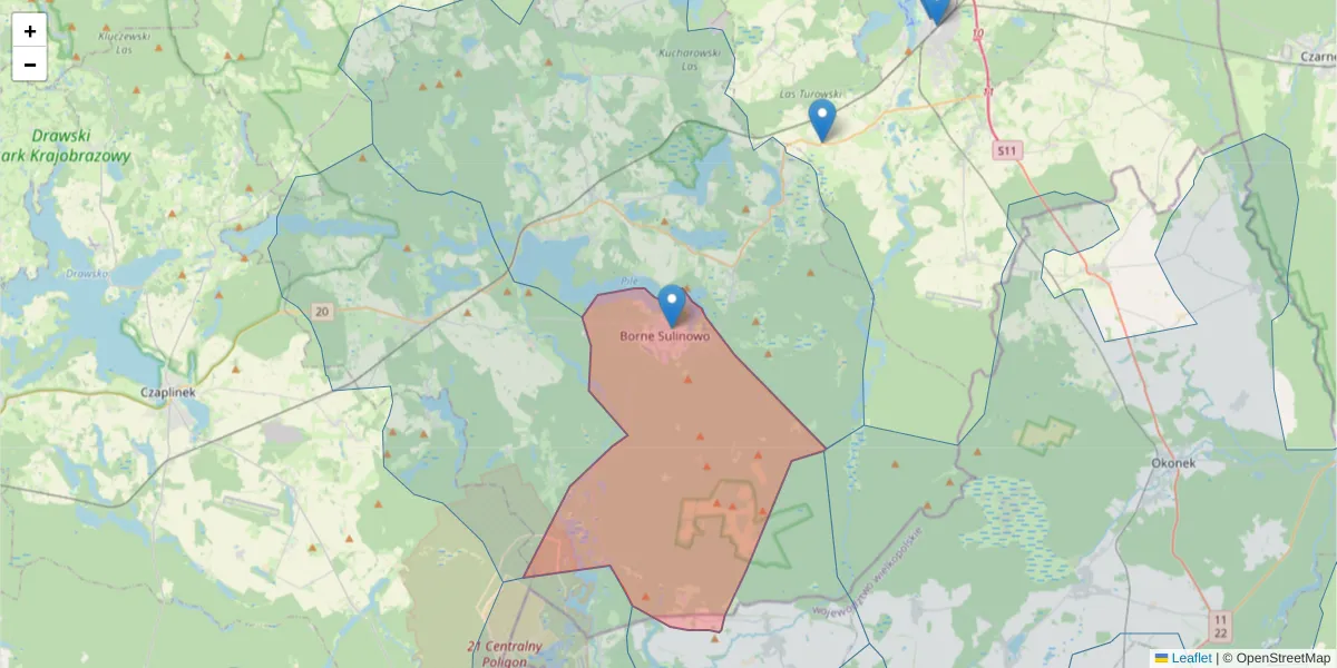 Szczegółowa mapa kodu pocztowego 78-449 z granicami, sąsiednimi kodami pocztowymi i urzędami pocztowymi