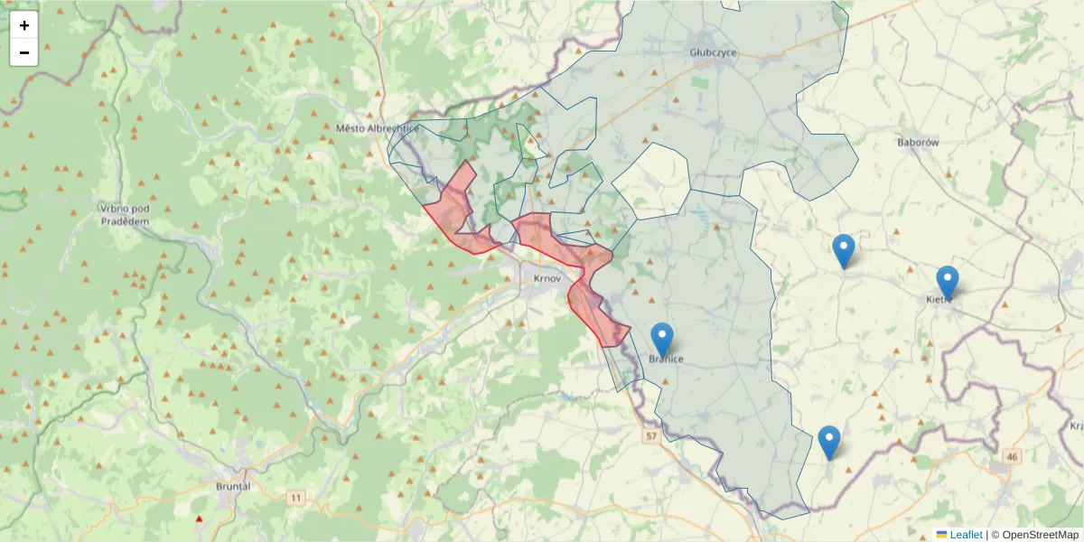 Szczegółowa mapa kodu pocztowego 79401 z granicami, sąsiednimi kodami pocztowymi i urzędami pocztowymi